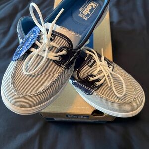 Keds Navy & White Striped Canvas Boat Sneakers